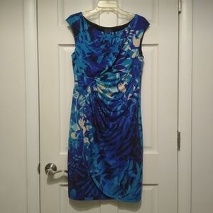 Elegant Blue Floral Dress